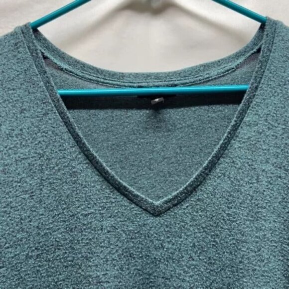 Express Ladies XS 3/4 Sleeve Rayon Blend Tunic Heathered Forest Green Soft Knit - Picture 5 of 11